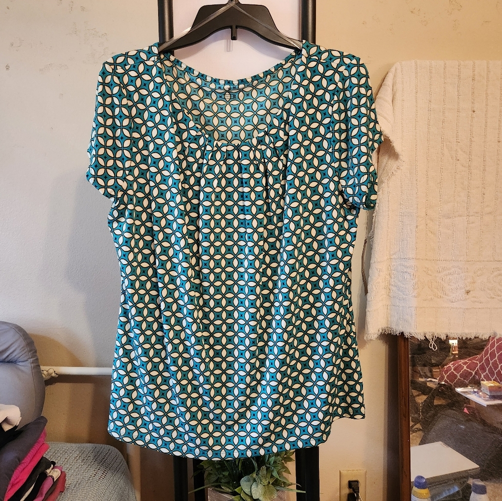 Worthington Green Ruched Blouse